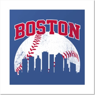 Vintage Boston Skyline City Gameday Retro Vintage USA Posters and Art